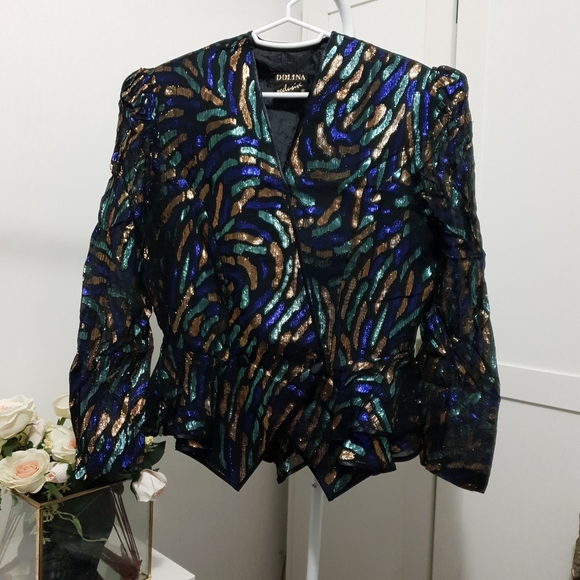 AUS16 Vintage Dolina Exclusive Blazer Metallic. Polyester Lurex. - Picture 2 of 16